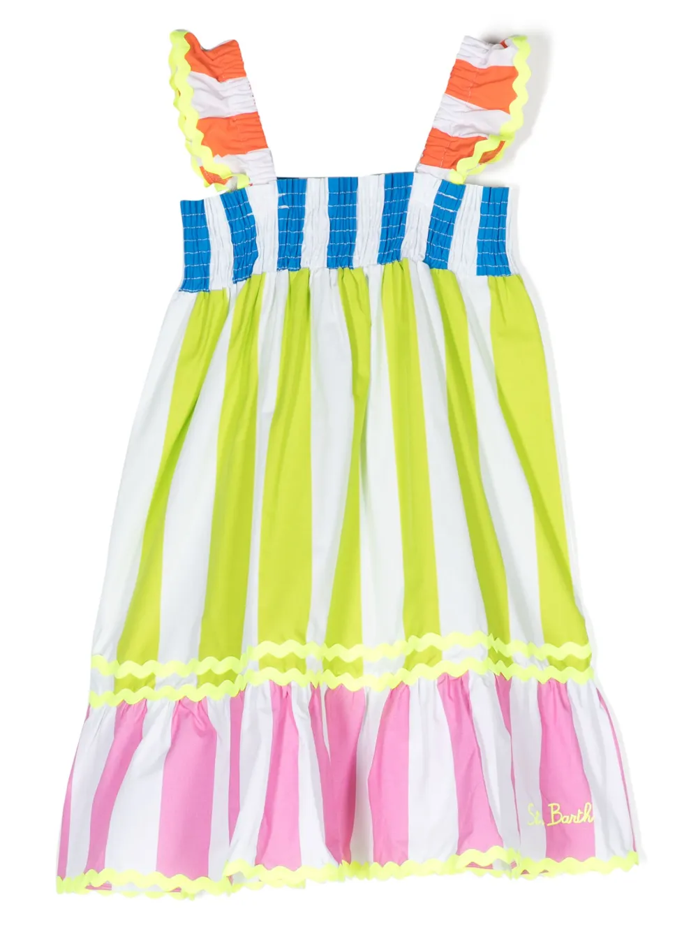 Mc2 Saint Barth Kids' Stripe-print Cotton Dress In Multicolor
