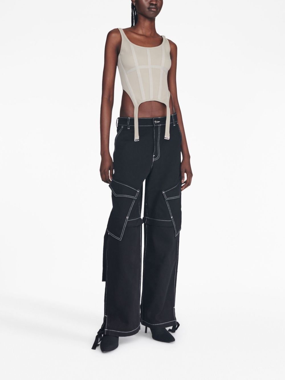 Dion Lee corset-style organic-cotton tank top - Grijs