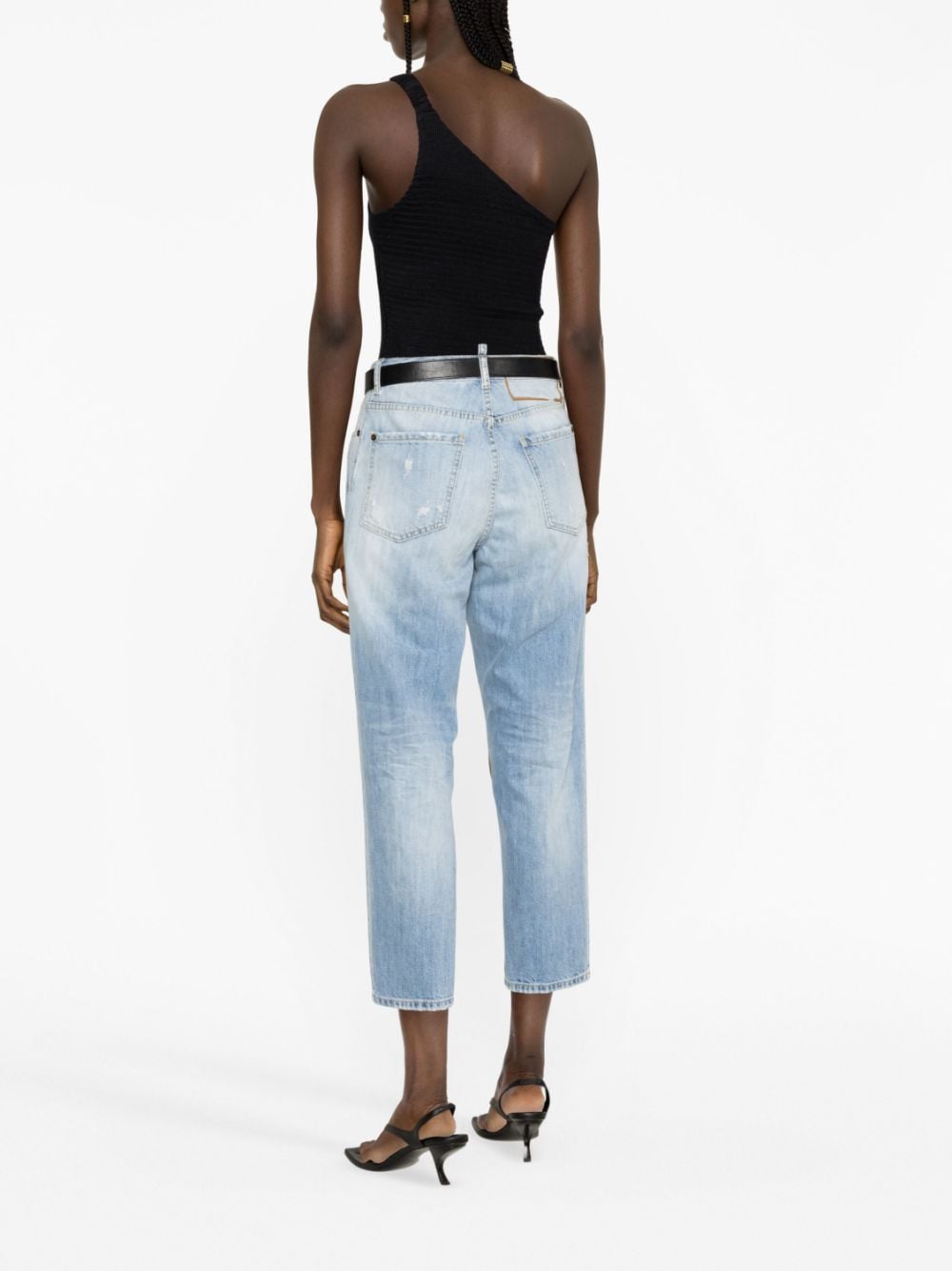 Shop Dsquared2 Bleached-wash Cropped Jeans In Blue