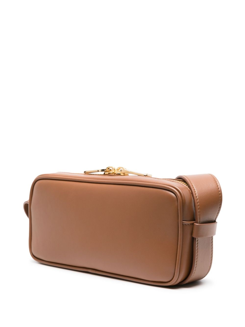 Shop Miu Miu Logo-plaque Leather Shoulder Bag In Brown