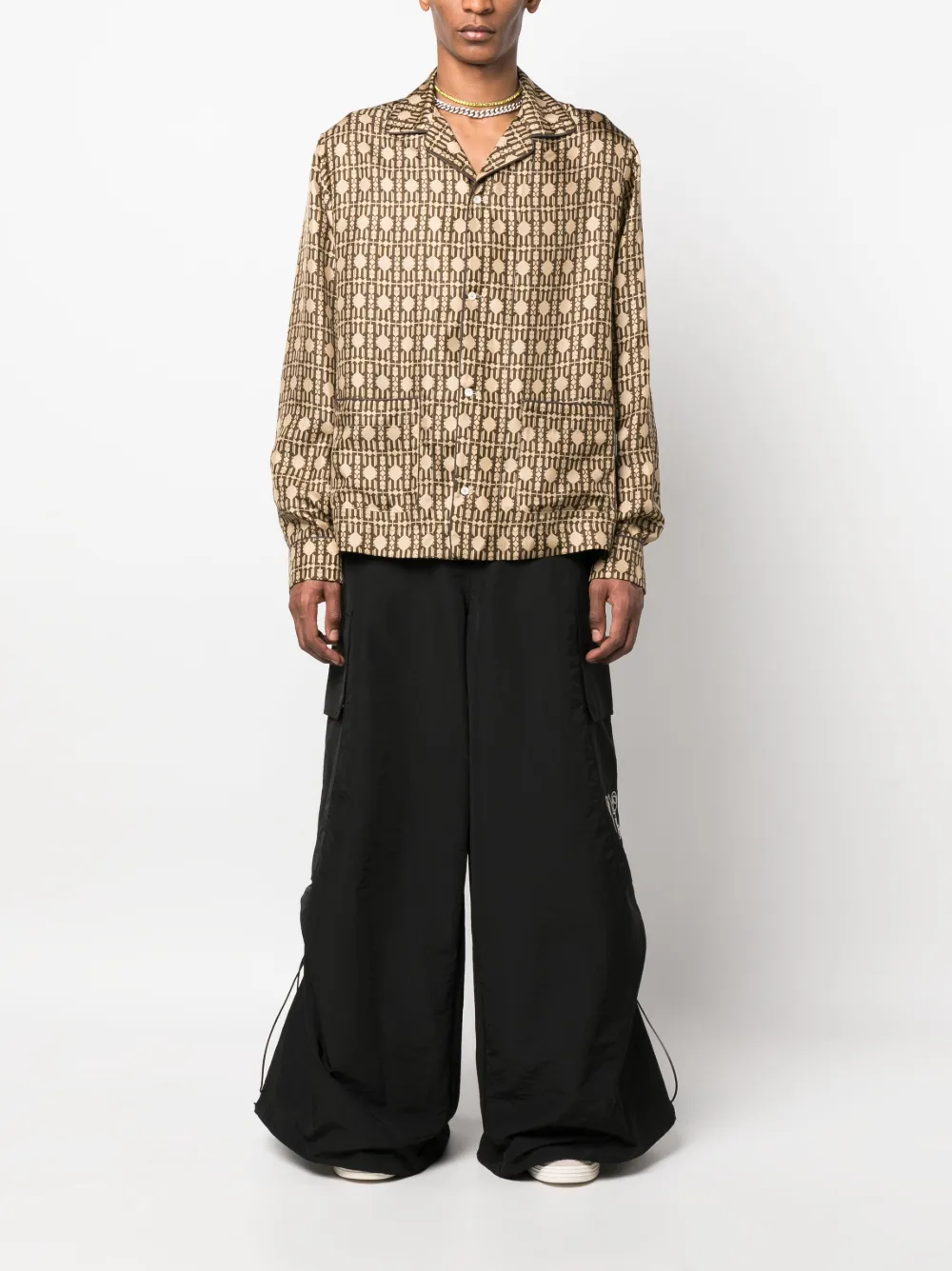 Palm Angels PA Monogram-embroidery wide-leg trousers - Zwart