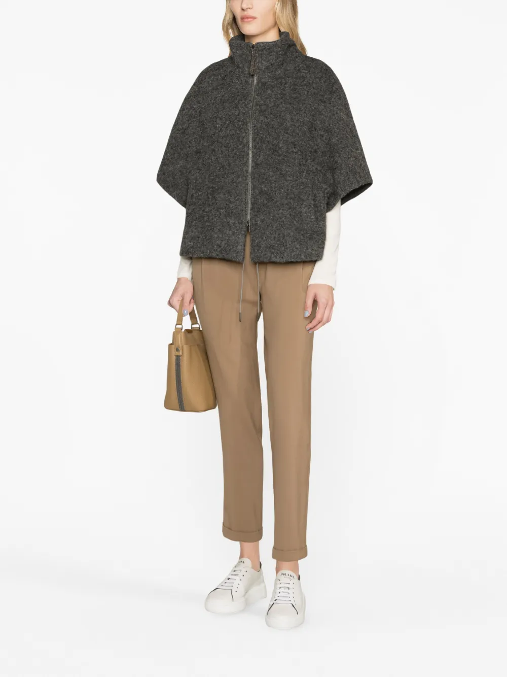Fabiana Filippi high-neck half-sleeve jacket - Grijs