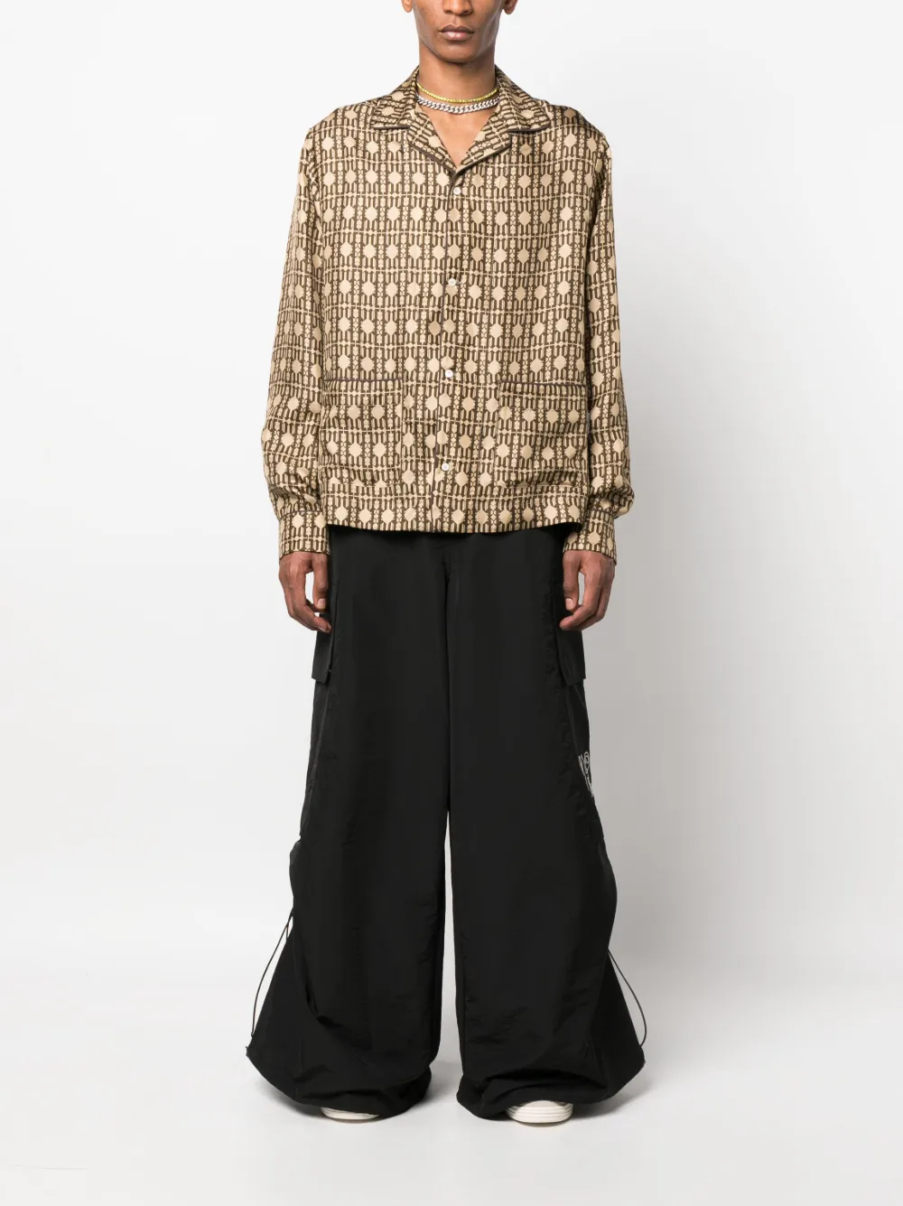 Palm Angels Overhemd met monogramprint - Bruin