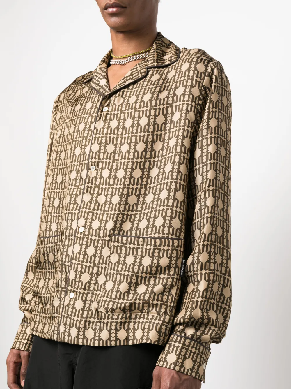 Monogram Print Silk Shirt 11 Red Carpet Gl