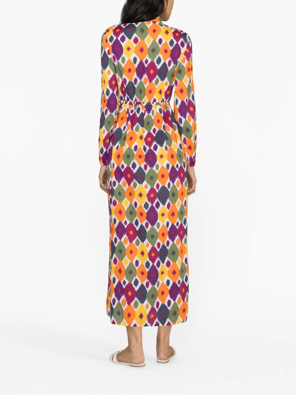 Mc2 Saint Barth Geometric-print Midi Dress In White