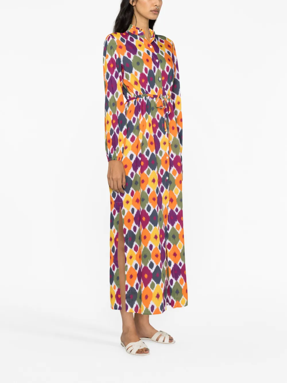 Mc2 Saint Barth Geometric-print Midi Dress In White