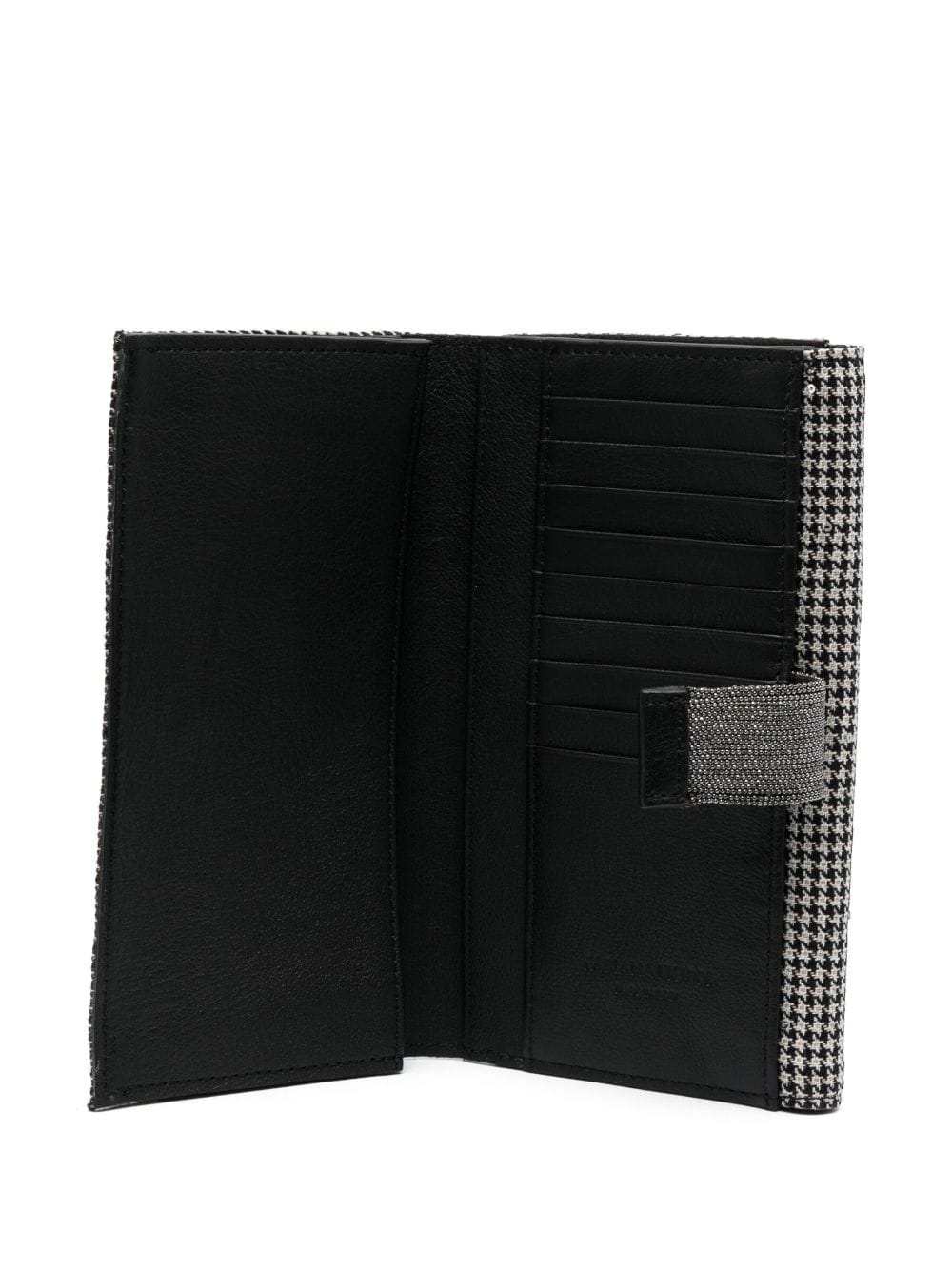 Shop Fabiana Filippi Houndstooth-pattern Embellished Wallet In Black