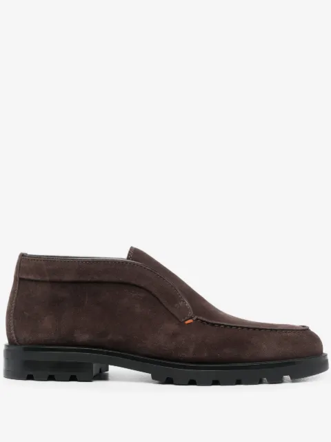 Santoni calf-suede almond-toe loafers