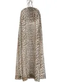 GANNI leopard-print halterneck maxi dress - Brown