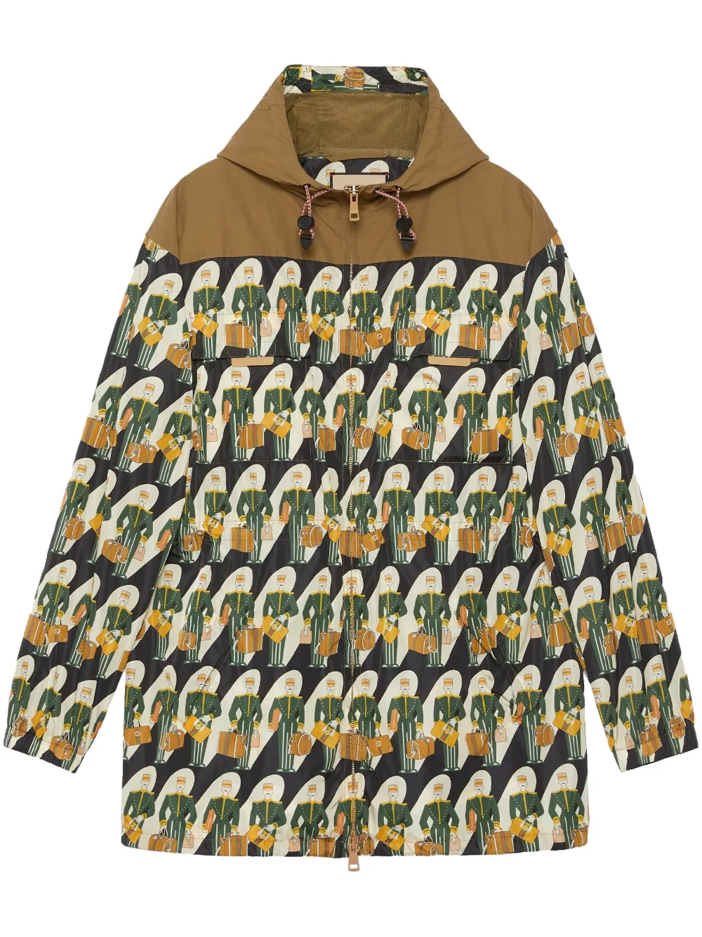Gucci Porter-print Zip-up Jacket In Black