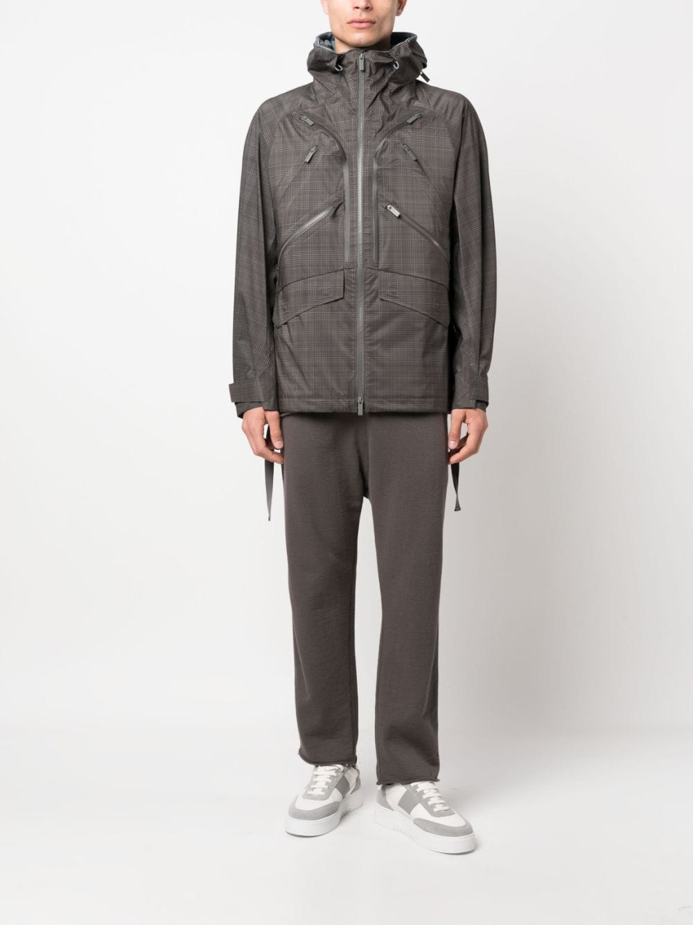 White Mountaineering check-pattern zip-up jacket - Bruin