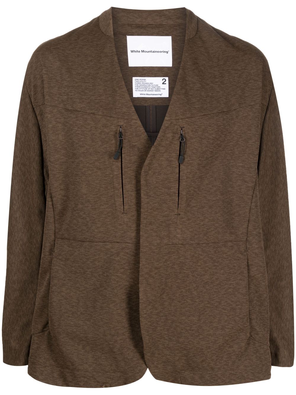 White Mountaineering V-neck Long-sleeve Jacket In Brown