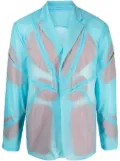 Post Archive Faction semi-sheer notch-lapels jacket - Blue