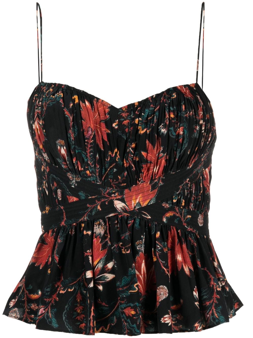 Ulla Johnson Abstract-print Ruched Top In Black