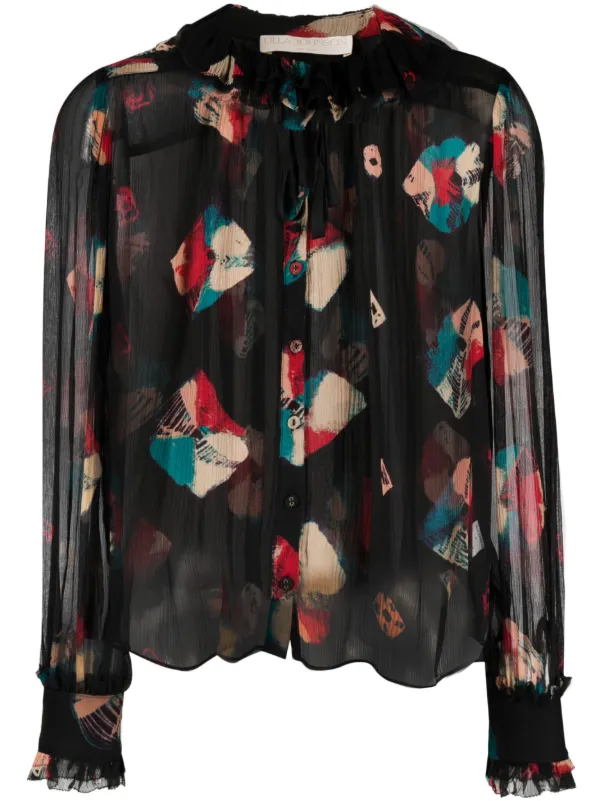 Ulla Johnson Abstract-print Sheer Blouse in Black