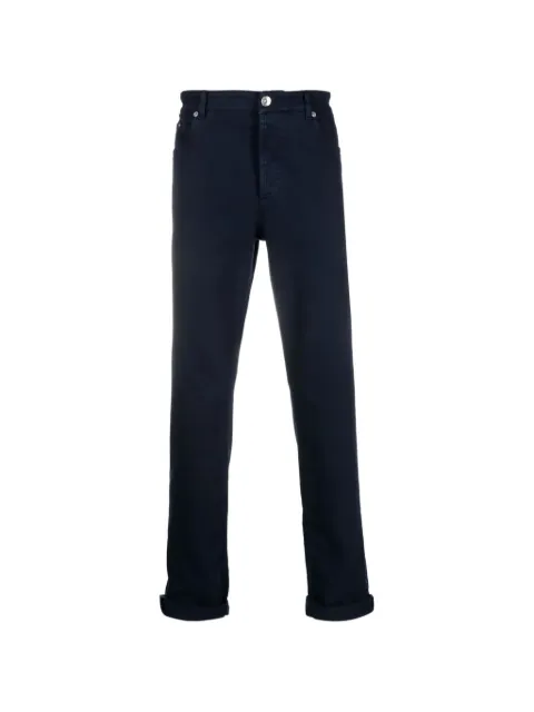 Brunello Cucinelli Garment-dyed comfort lightweight denim traditional fit five-pocket trousers