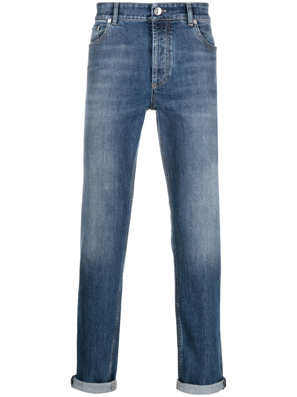 mid-rise cotton jeans