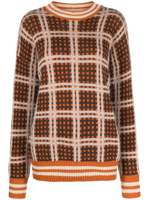 Marni checked crew neck jumper Women