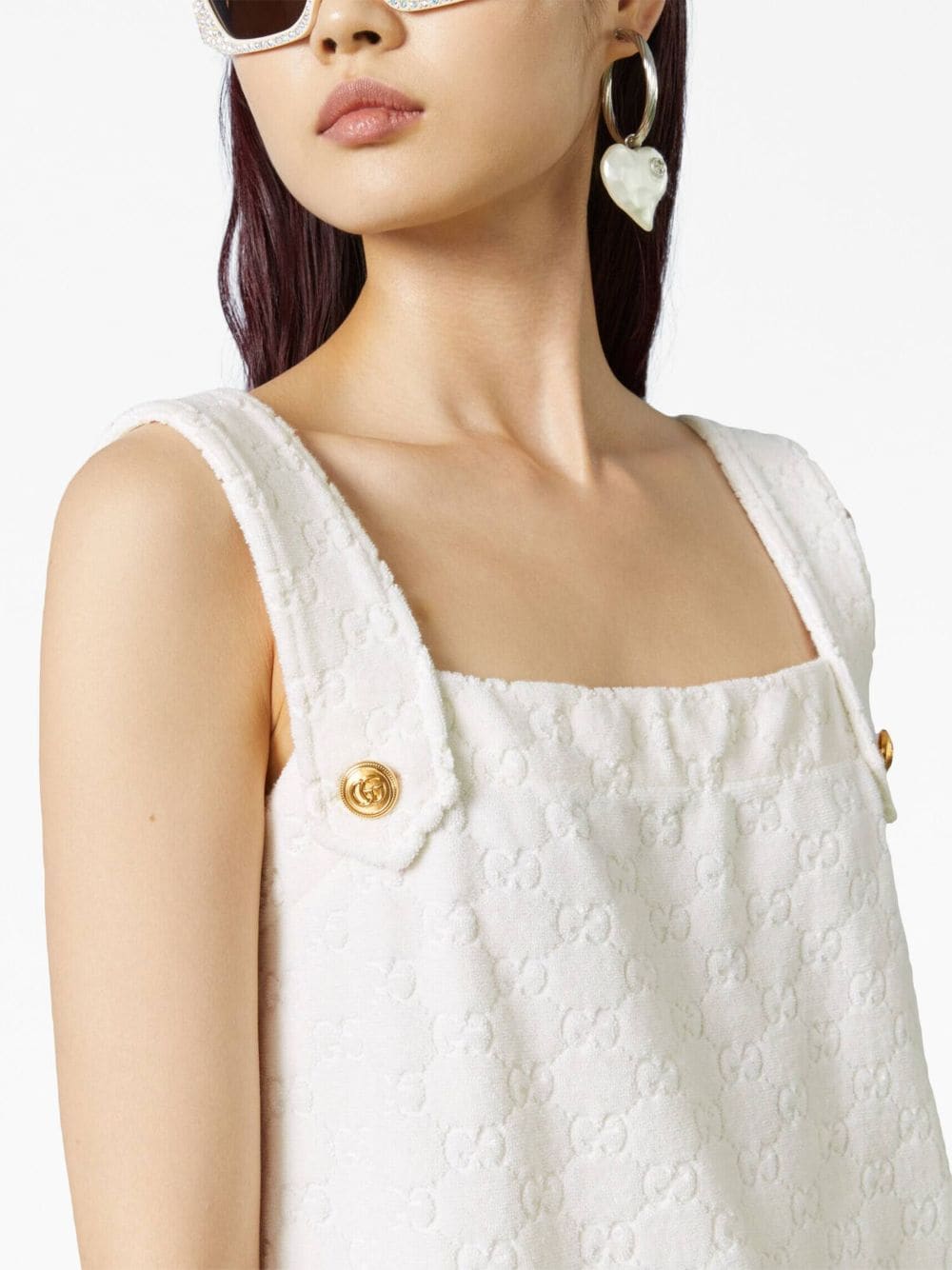 Shop Gucci Gg Cotton Jersey Minidress In White