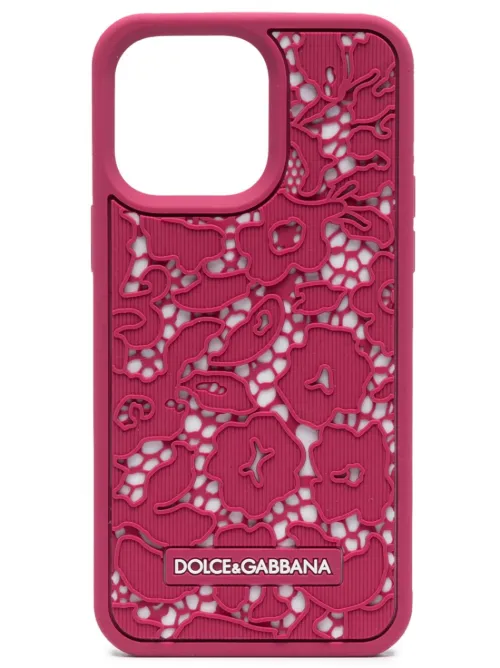 Coque d'iPhone 14 Pro Max à fleurs en dentelle - Dolce & Gabbana - Modalova