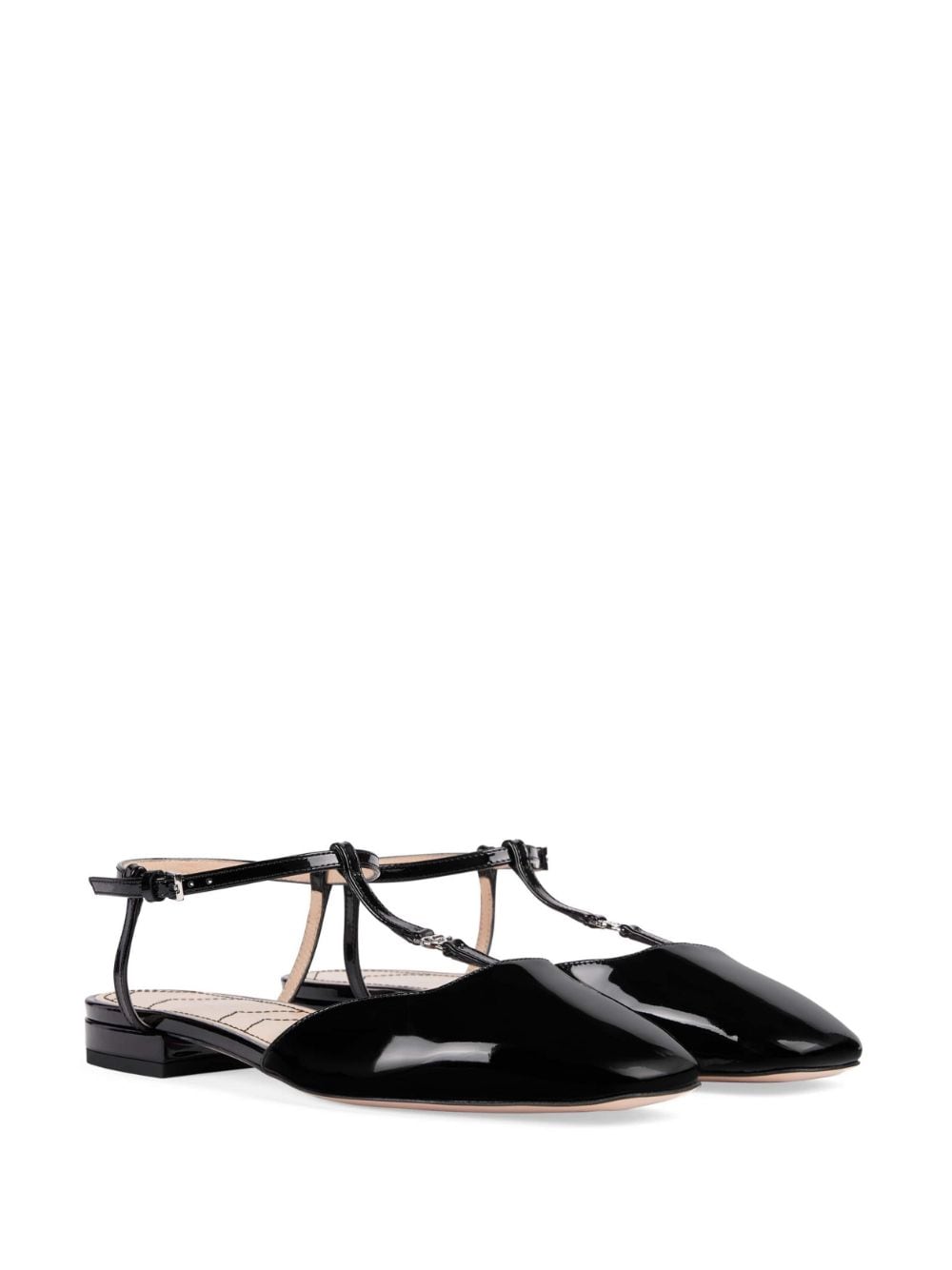 Gucci Double G patent-finish ballerinas - Zwart