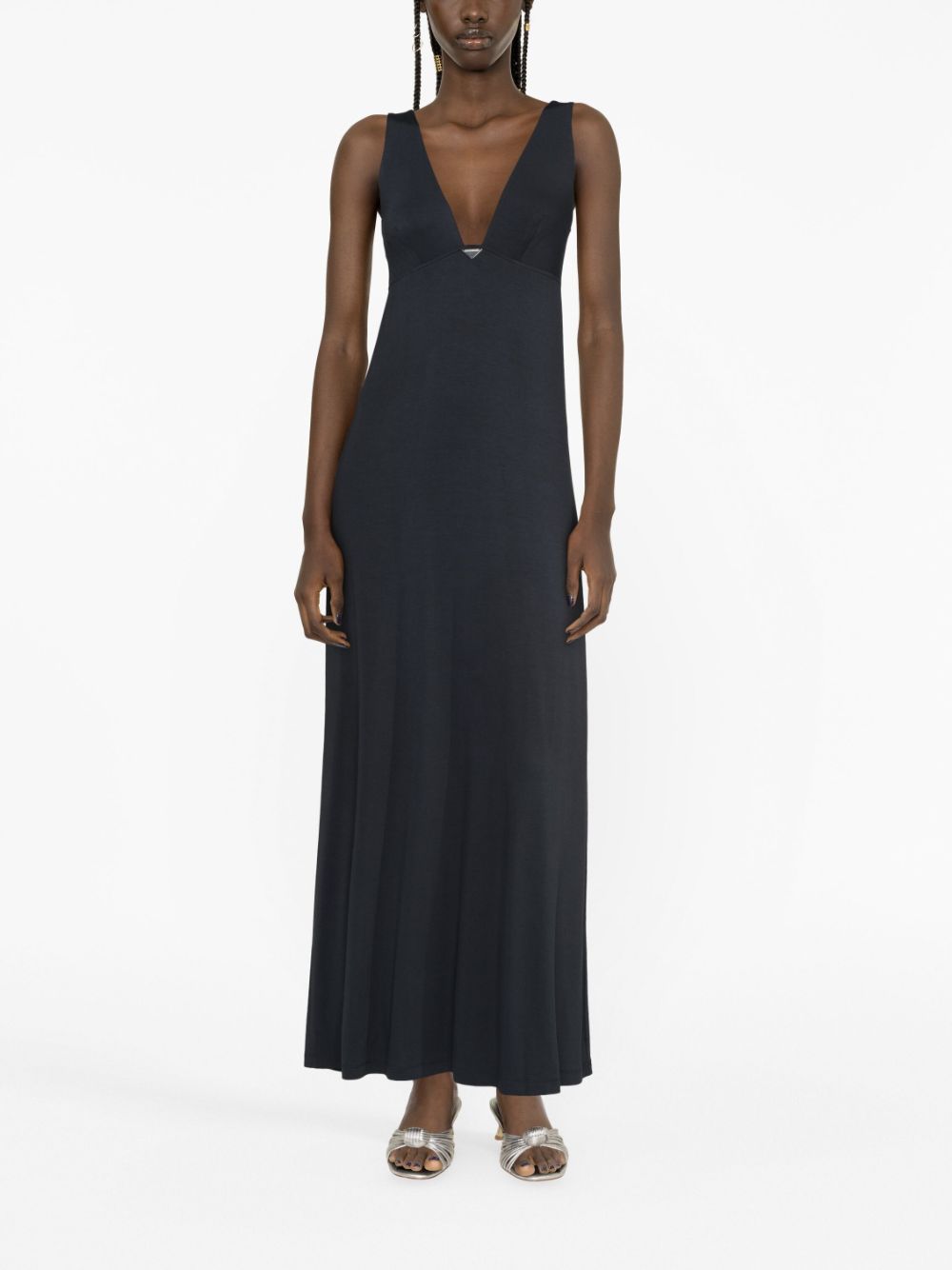 Emporio Armani V-neck sleeveless dress - Zwart