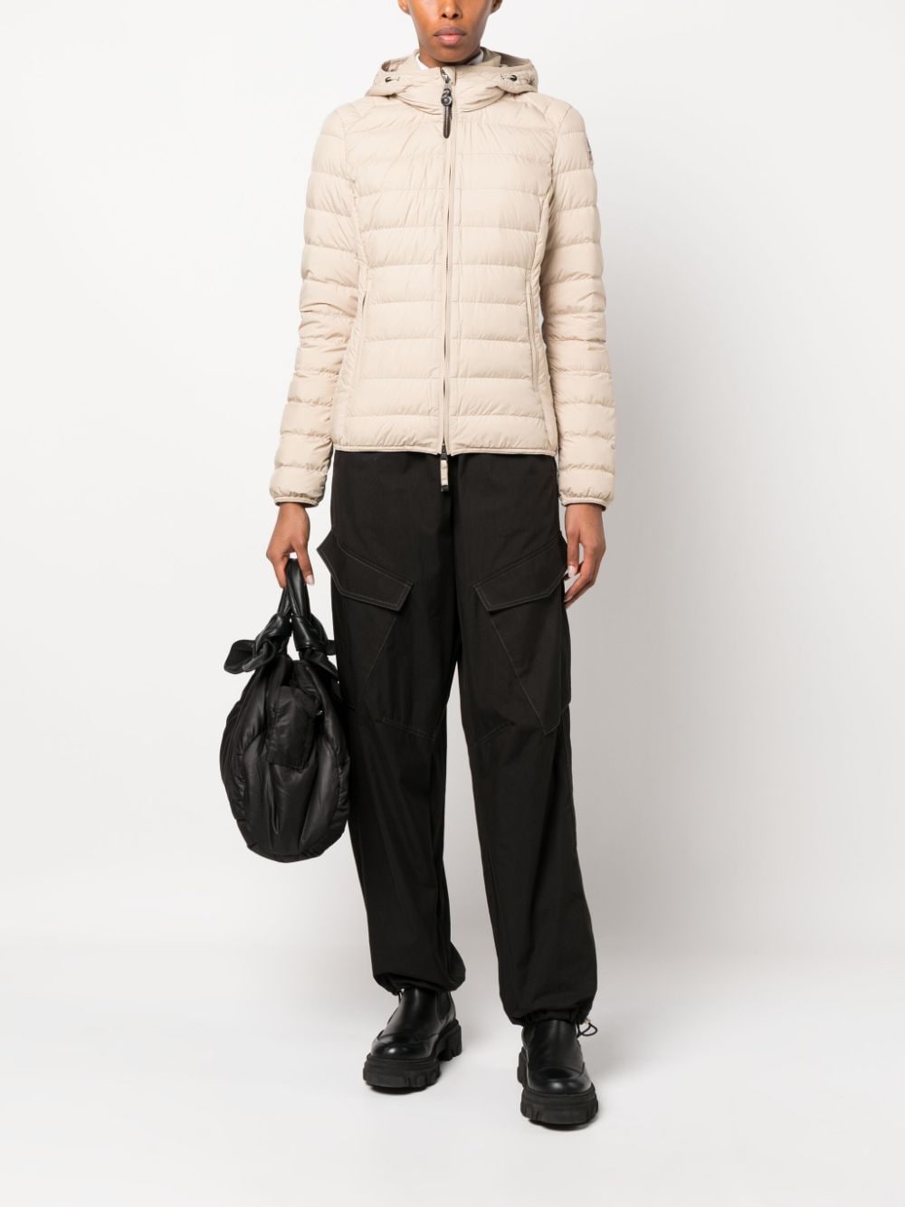 Shop Parajumpers Geena Hooded Quilted Jacket In Neutrals