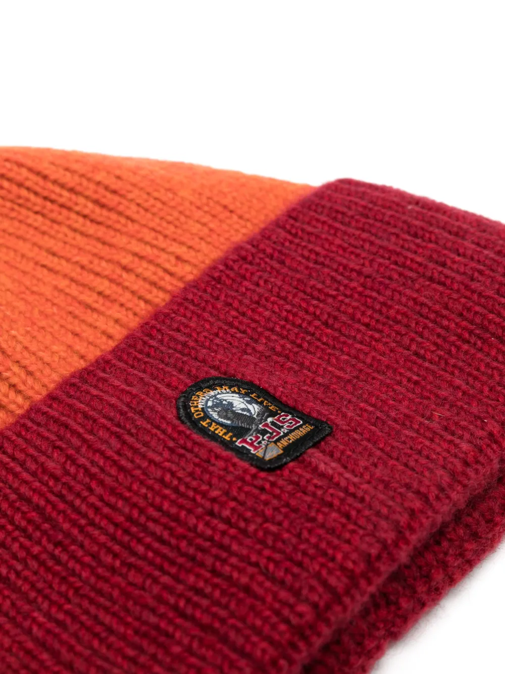 Parajumpers logo-patch ribbed-knit beanie - Rood