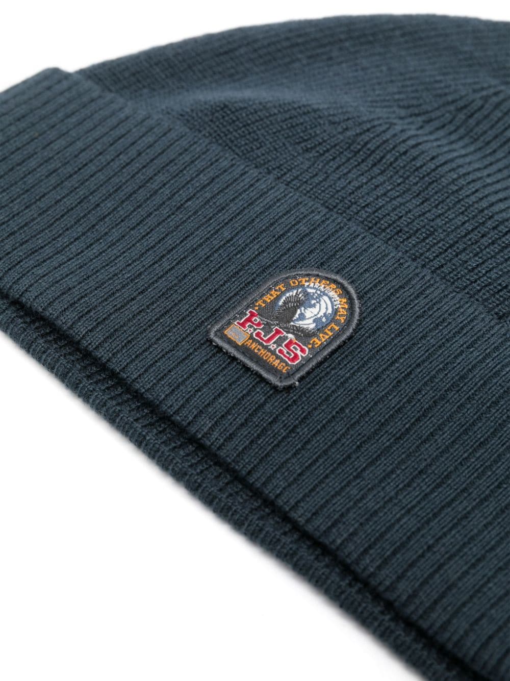 Parajumpers logo-patch ribbed-knit beanie - Blauw