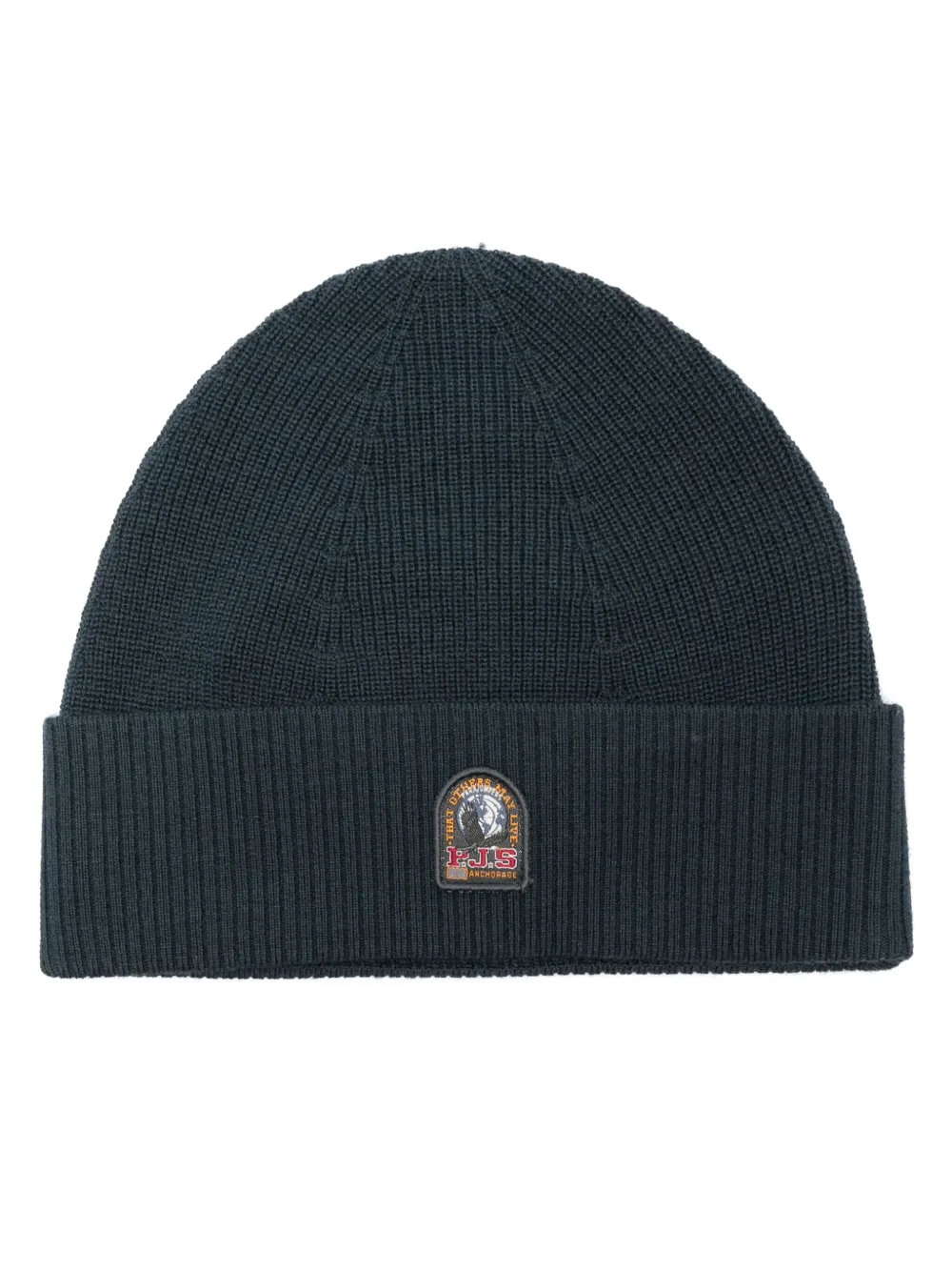 Parajumpers Logo-patch Ribbed-knit Beanie In Blue