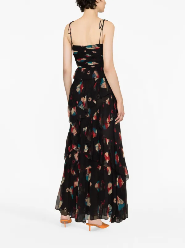送料込/関税込■Ulla Johnson■花柄シルク混マキシドレス ULLA JOHNSON Margaux Floral Sheer Tiered Silk Blend Maxi