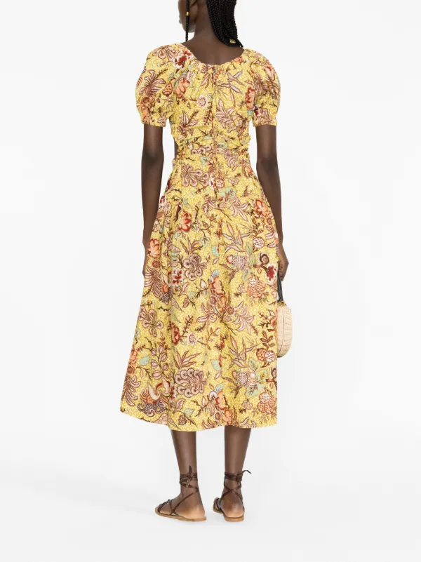 ulla johnson golda dress ULLA JOHNSON Golda cutout printed cotton-poplin midi dress