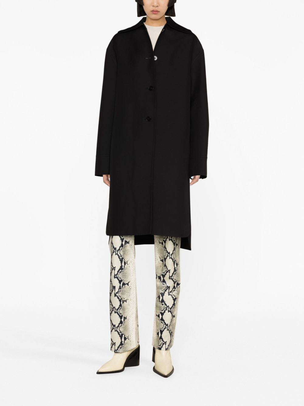 Jil Sander asymmetric-hem cotton coat - Zwart