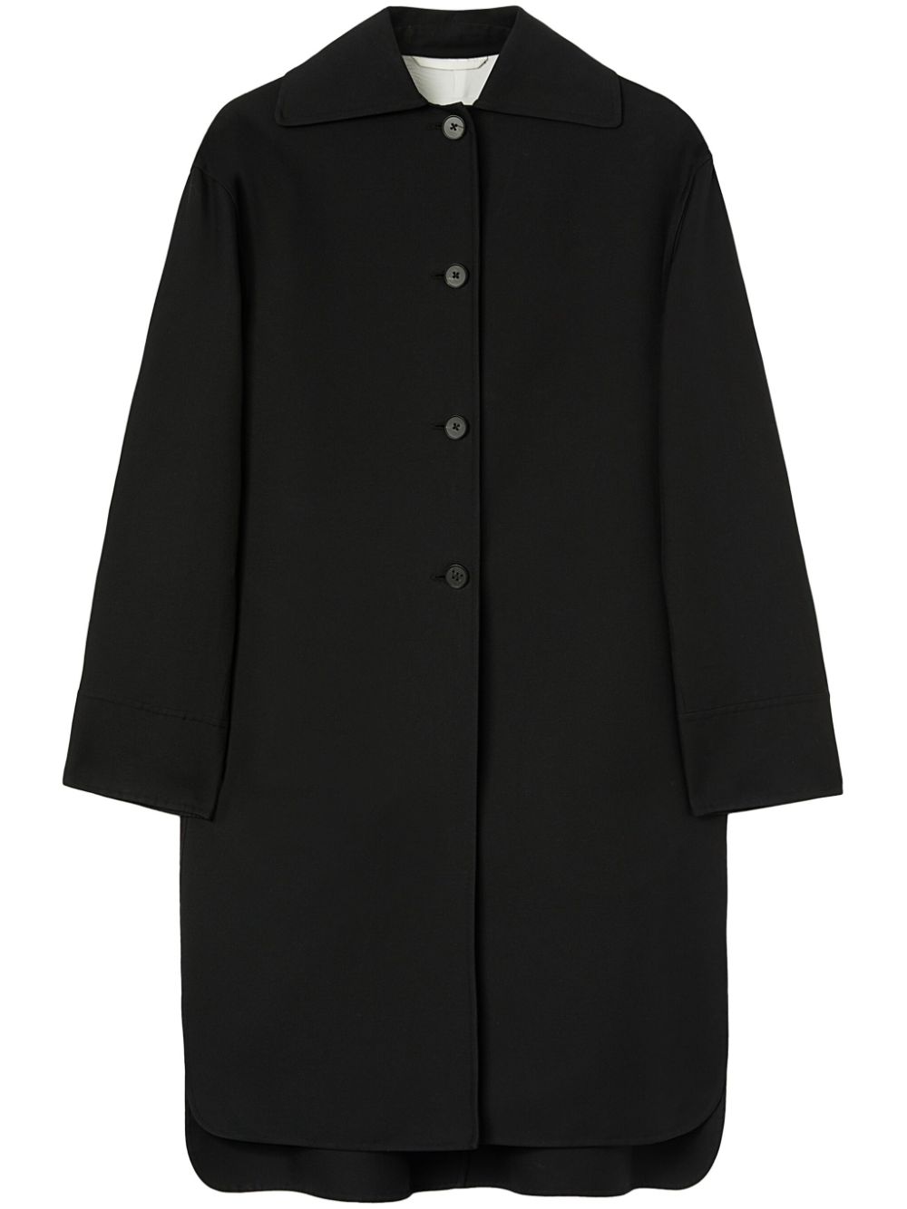 Jil Sander asymmetric-hem cotton coat - Black