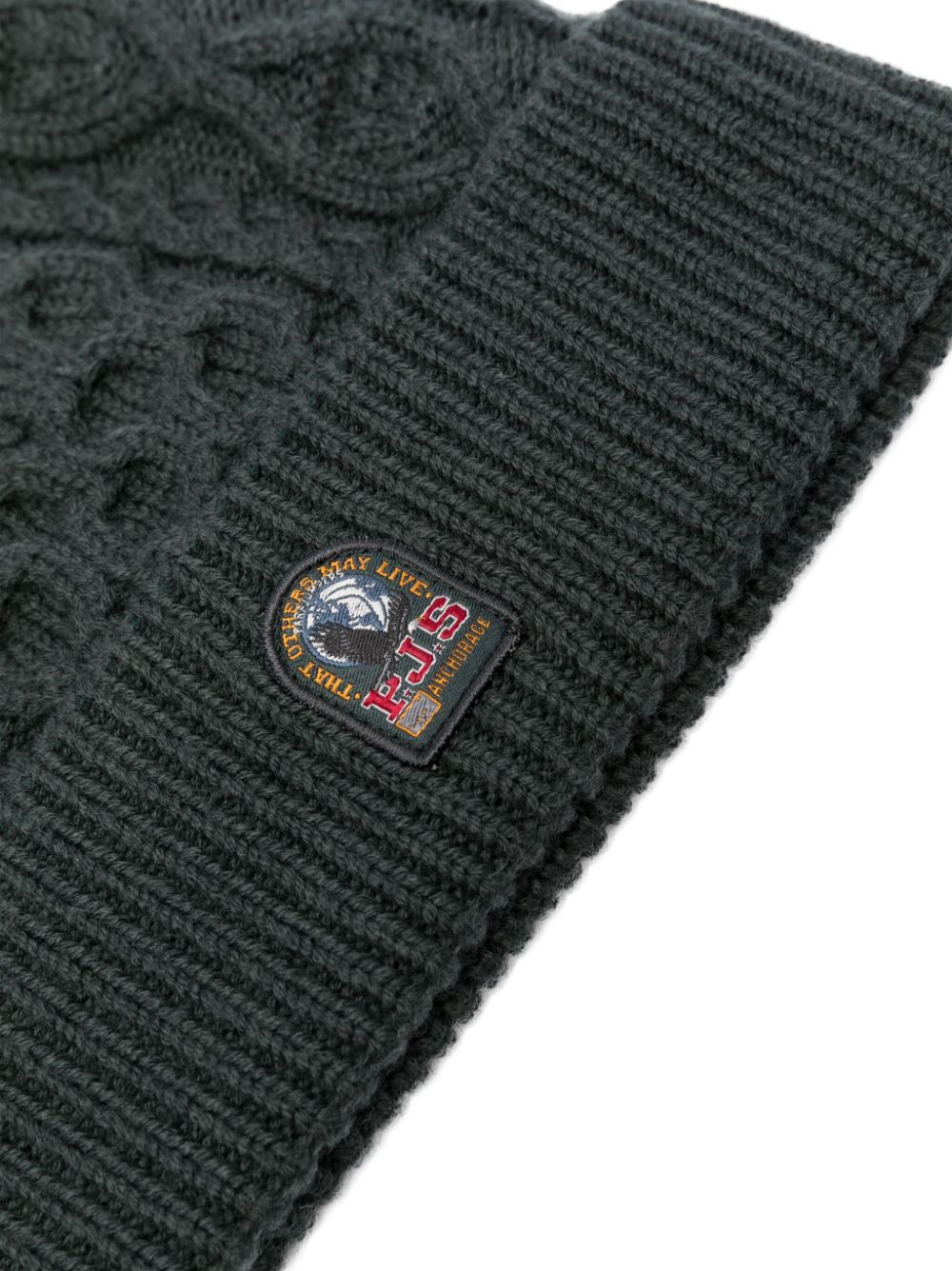 Parajumpers logo-patch cable-knit beanie - Groen