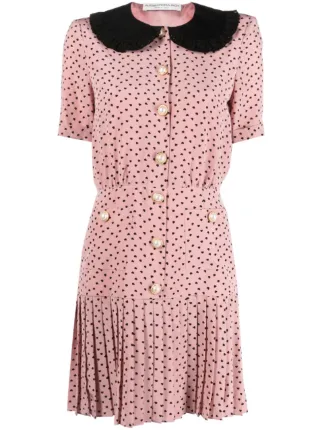 rose gold polka dot dress A-Line Solid Color Homecoming Dress Short Prom Dress With Appliques Custom Size / Red main image 0
