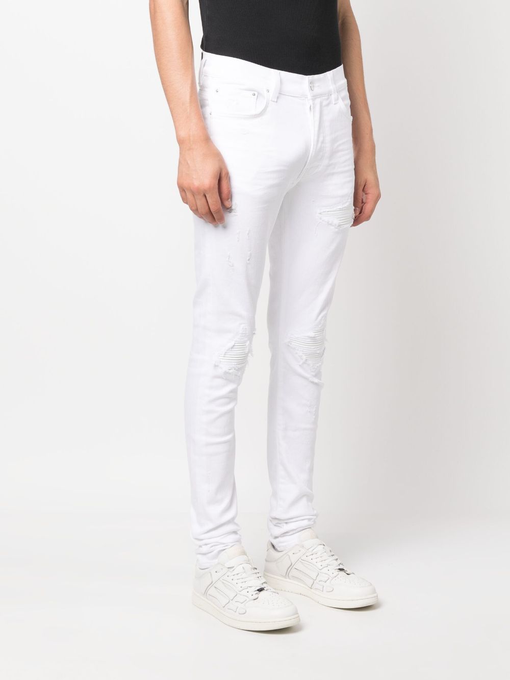 Shop Amiri Logo-plaque Skinny Jeans In White