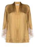 Carine Gilson Calais-Caudry lace silk short kimono - Brown