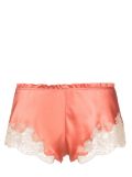 Carine Gilson Calais-Caudry lace-trim silk shorts - Pink