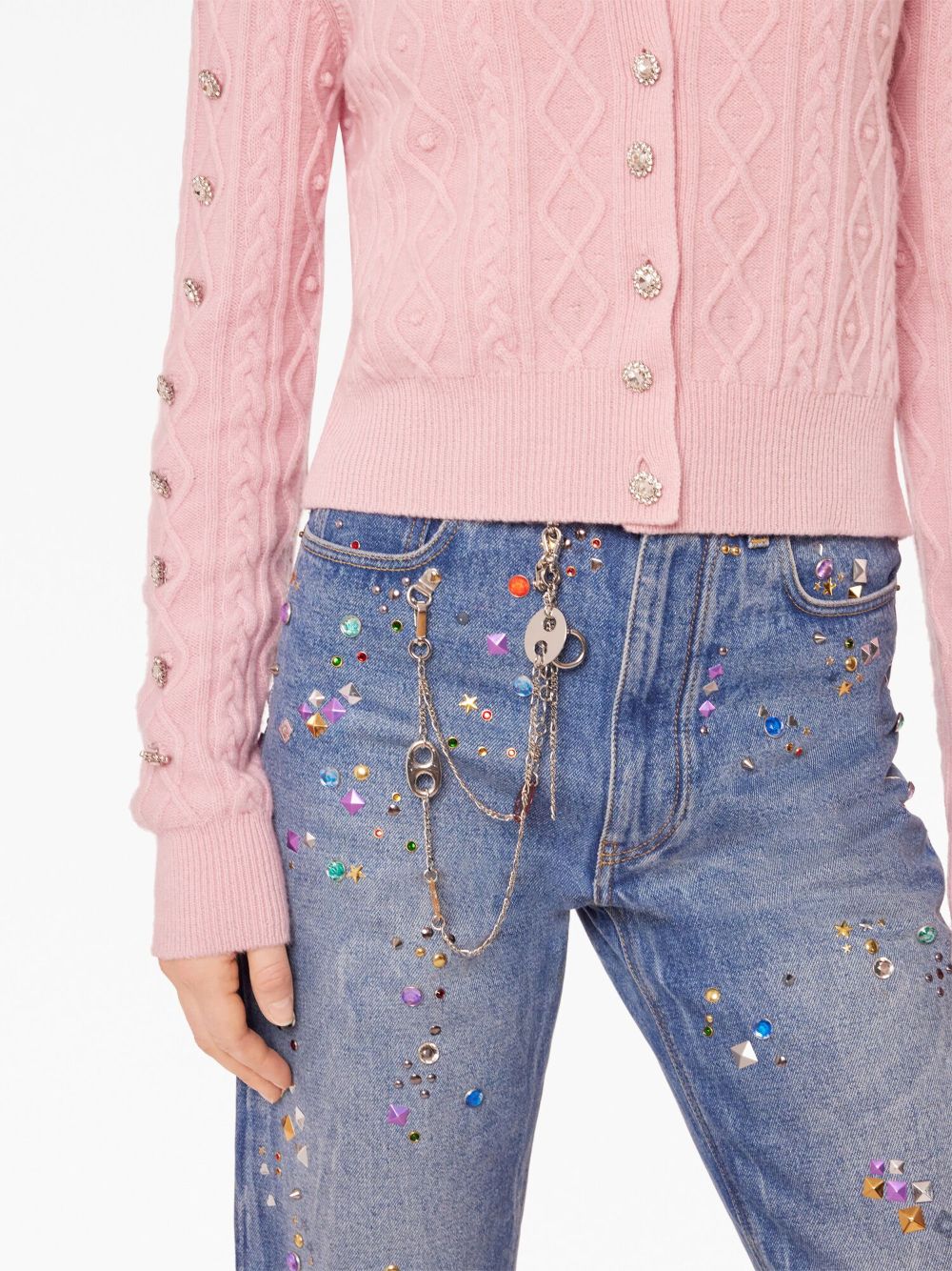 Shop Rabanne Disc Studded Jeans In Blue