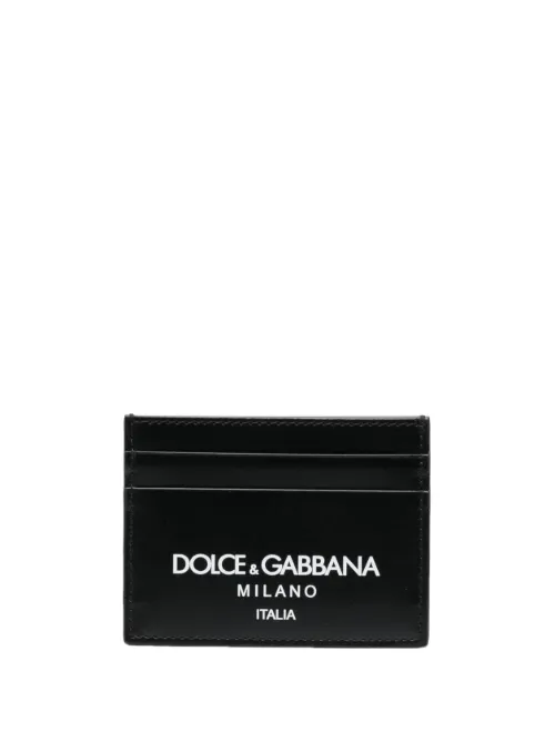 Porte-cartes en cuir à logo imprimé - Dolce & Gabbana - Modalova