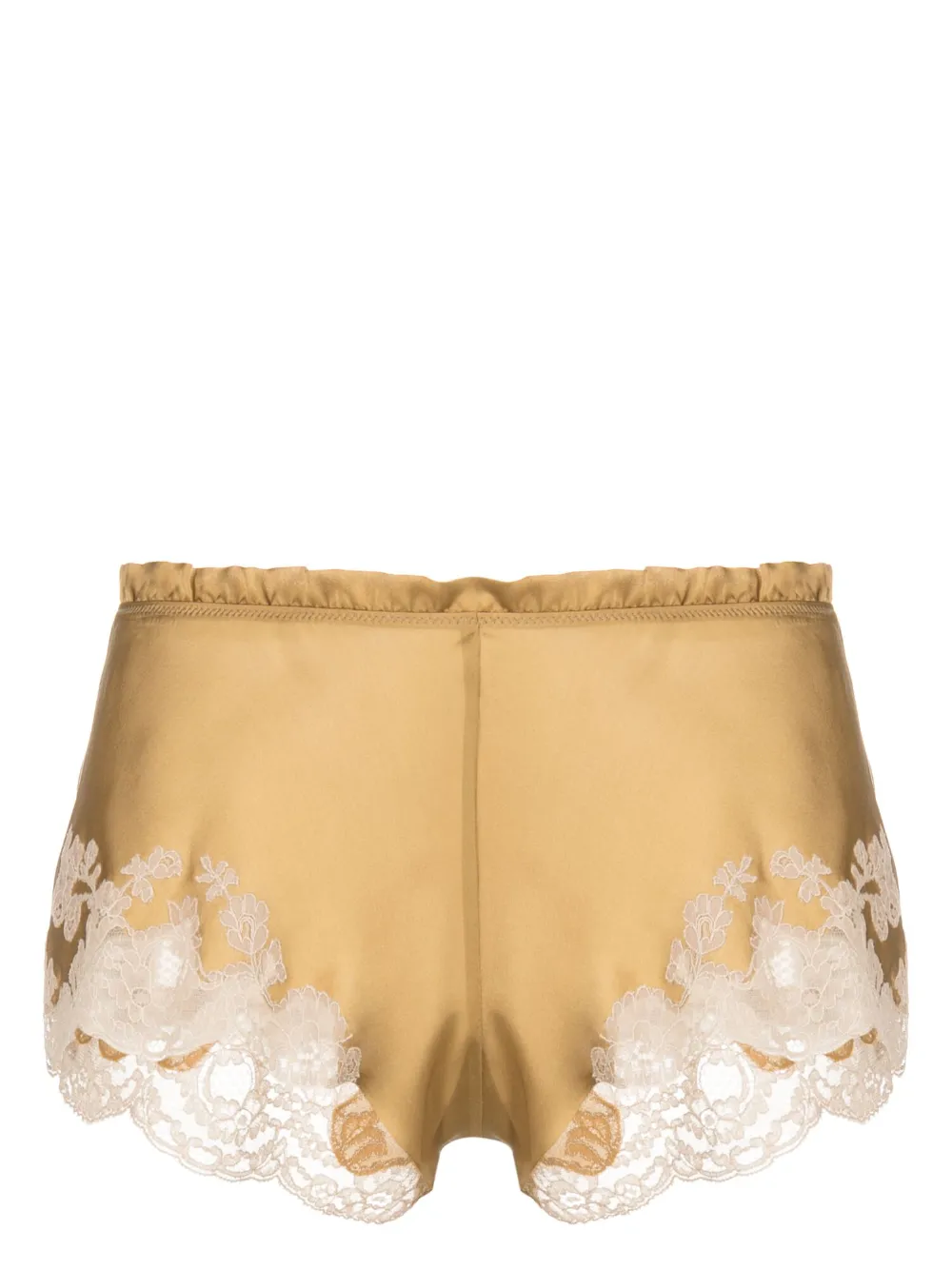 Calais-Caudry lace-trim silk shorts