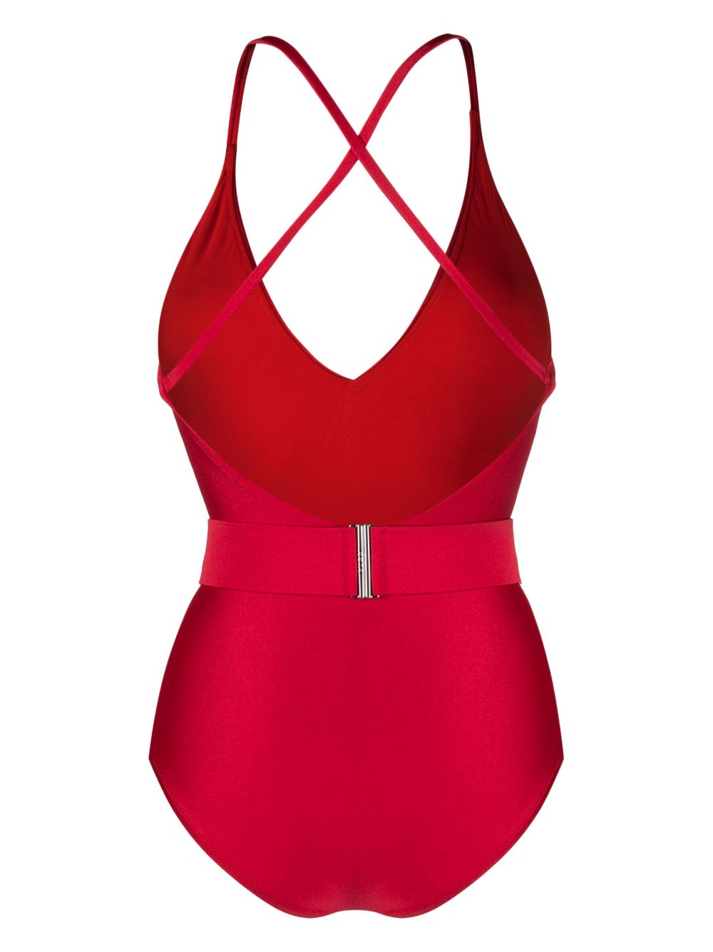 Gucci logo-plaque belted swimsuit - Rood