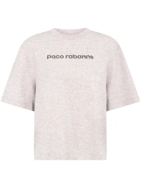 Rabanne playera con logo estampado y detalles en strass