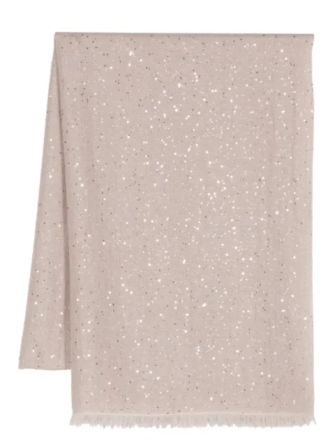 Brunello Cucinelli sequin-embellished cashmere-silk blend scarf