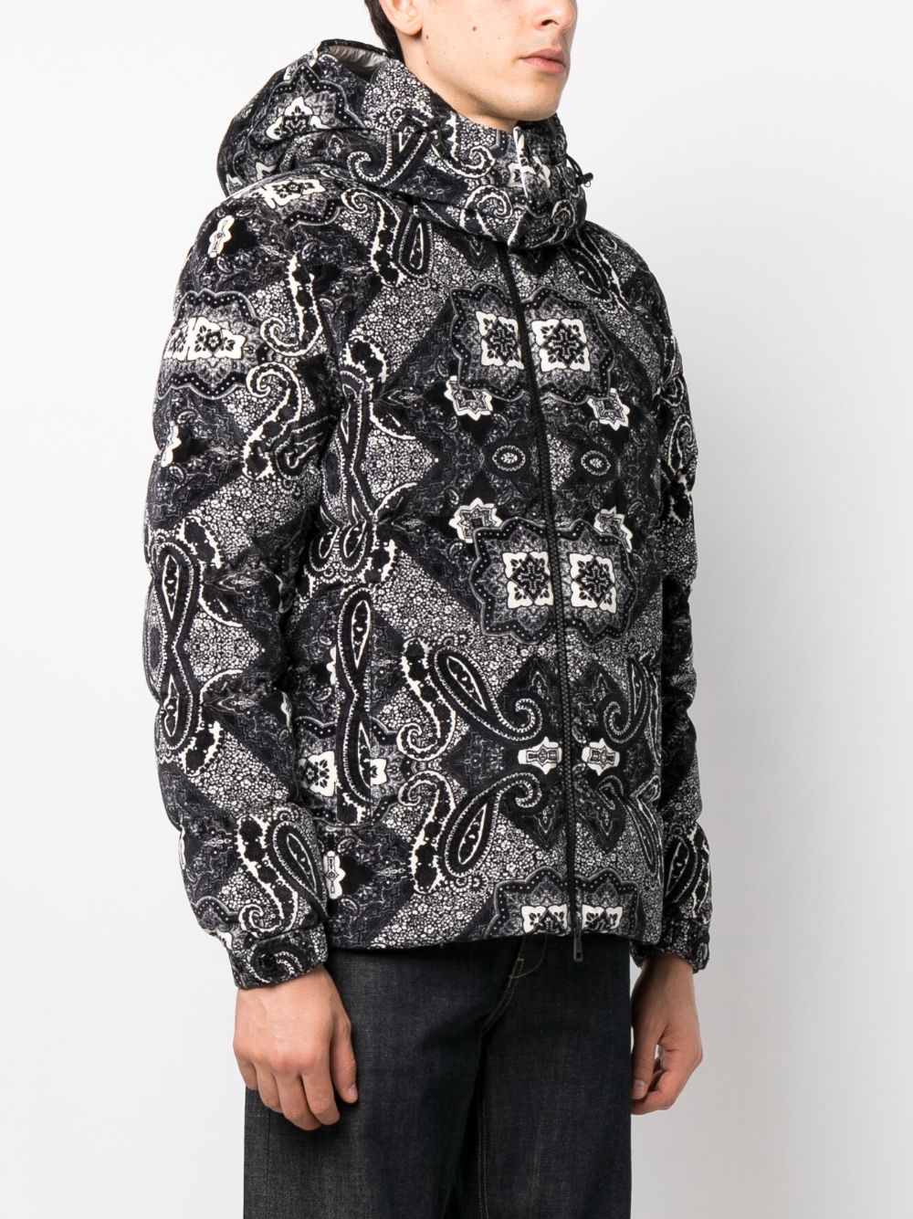 Shop Moncler Graphic-print Hooded Jacket In Black
