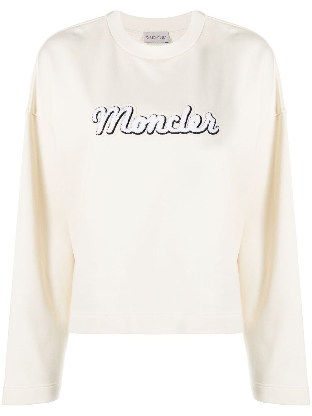 Shop Moncler Logo-embroidered Cotton Sweatshirt In Neutrals