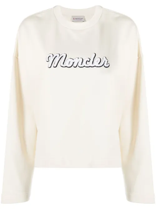 Sweat en coton à logo brodé - Moncler - Modalova
