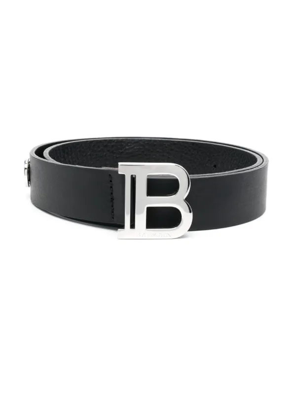 Balmain Kids logo plaque Leather Belt Black FARFETCH BH