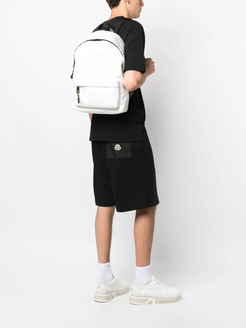 Moncler logo-patch zip-around backpack - Wit